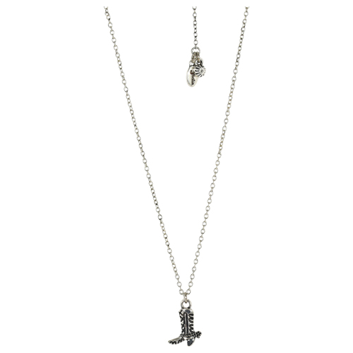 [22169NJ2] JUSTIN NECKLACE SILVER BOOT W/SPURS CHARM 16" + 2.5" EXT