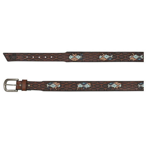[22227BE7] RED DIRT HAT CO MENS BELT SOUTHWEST BUFFALO INLAY