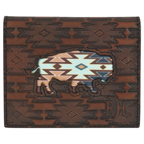 [22228878W6] RED DIRT HAT CO MENS BIFOLD CARD CASE S'WEST BUFFALO INLAY