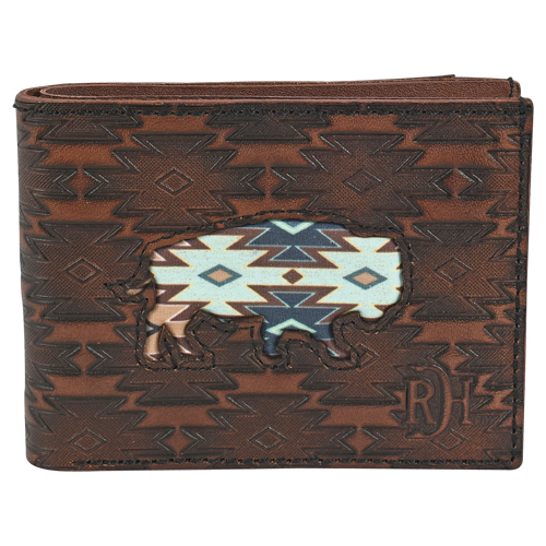 [22228881W6] RED DIRT HAT CO MENS BIFOLD WALLET SOUTHWEST BUFFALO INLAY