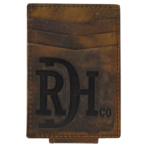 [22228875M3] RED DIRT HAT CO MENS CARD CASE W/MAGNETIC CLIP DISTRESSED LEATHER