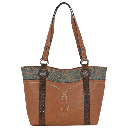 [23055854] JUSTIN LADIES TOTE  EMBOSSED W/ HAIR ON ACCENT