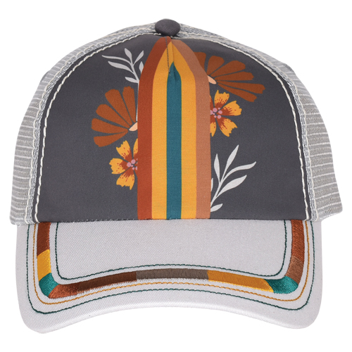 [23002HB4] CATCHFLY LADIES CAP FLOWER WITH STRIPE