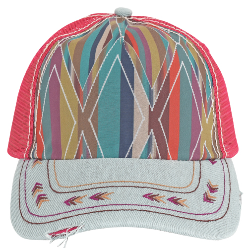 [23002HB10] CATCHFLY LADIES CAP W/ GEO PATTERN