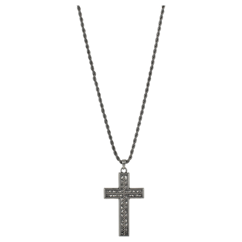 [23041NJ1] JUSTIN MENS NECKLACE REVERSIBLE CROSS ON 24" ROPE CHAIN