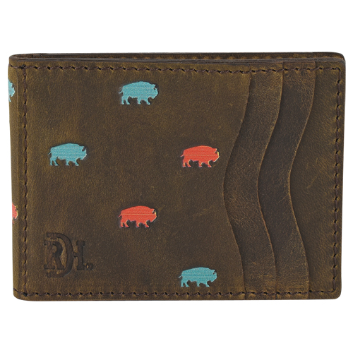 [23111880M2] RED DIRT HAT CO BIFOLD CARD CASE W/MAGNET CLIP BISON PATTERN
