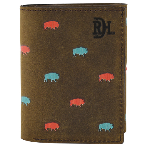 [23111897W2] RED DIRT HAT CO TRIFOLD WALLET BISON PATTERN