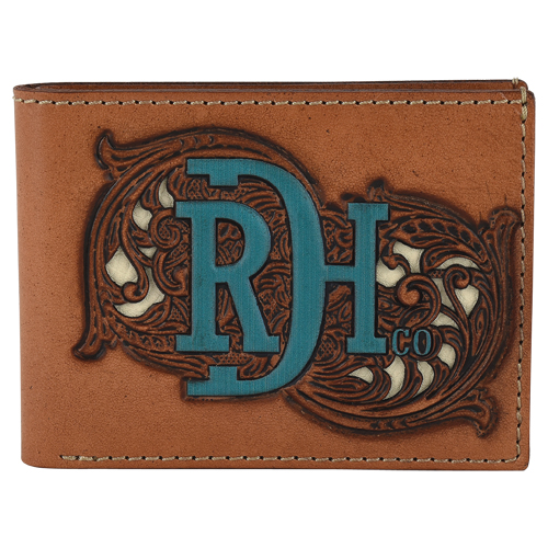[23111881W3] RED DIRT HAT CO BIFOLD WALLET TOOLED W/IVORY UNDERLAY