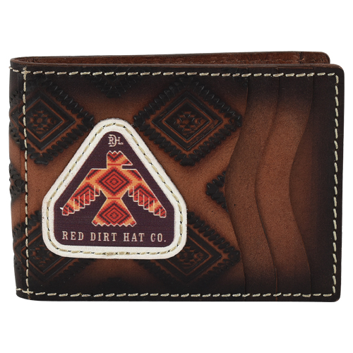 [23111880M8] RED DIRT HAT CO BIFOLD CARD CASE W/MAGNET CLIP THUNDERBIRD LOGO PATCH
