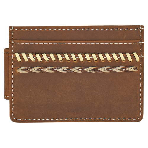 [23205662M4] JUSTIN MENS CARD CASE W/MAGNET CLIP GENUINE LEATHER W/ WHIP STITCH