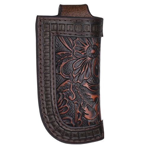 [23205537K11] JUSTIN MENS GENUINE LEATHER KNIFE SHEATH TOOLED W/ EMBOSSED EDGE