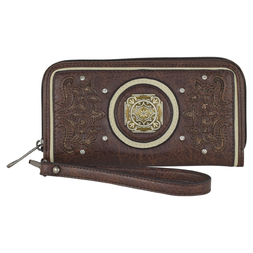 [23126215W] JUSTIN LADIES WALLET W/ GLITTER INLAY AND CONCHO