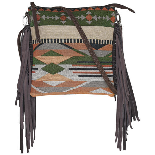 [23128753GRN] JUSTIN NORTH SOUTH CROSSBODY SOUTHWEST JACQUARD DESERT TONES